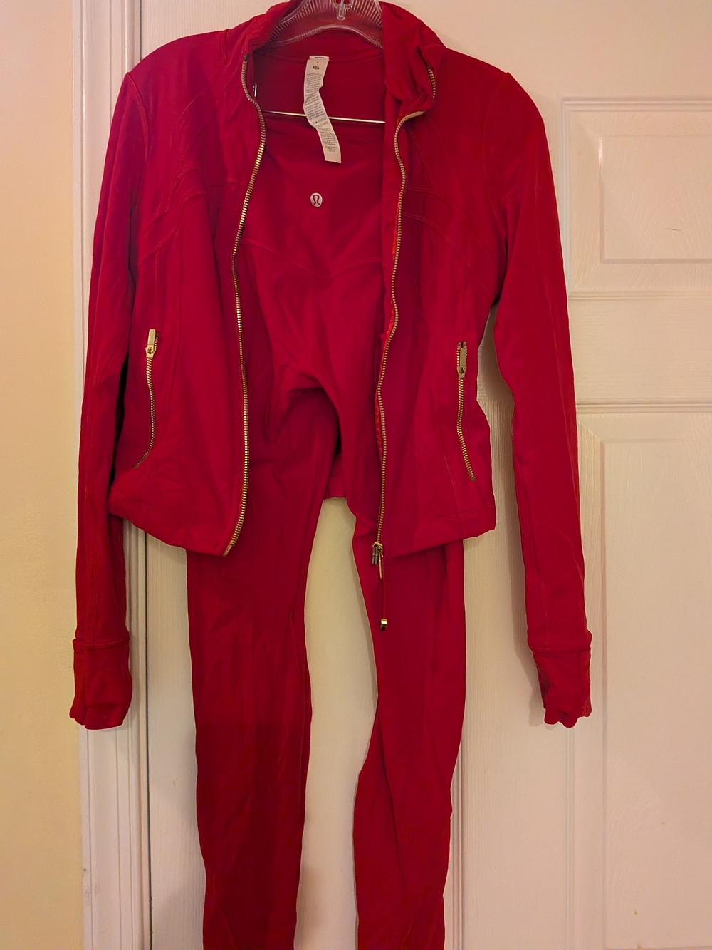 lululemon athletica Red Leggings and Zip Jacket Set